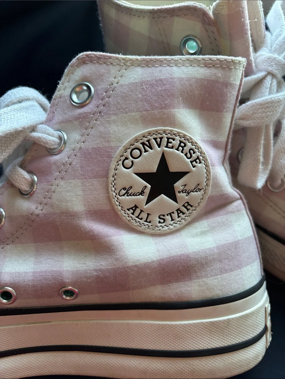 🎀 Converse size 8 Lift Platform Gingham light pink high tops